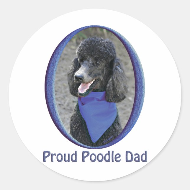 Proud Poodle Dad Classic Round Sticker (Front)