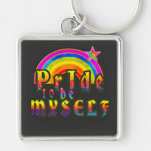 Proud Pride Myself Happy Rainbow Gay Key Ring