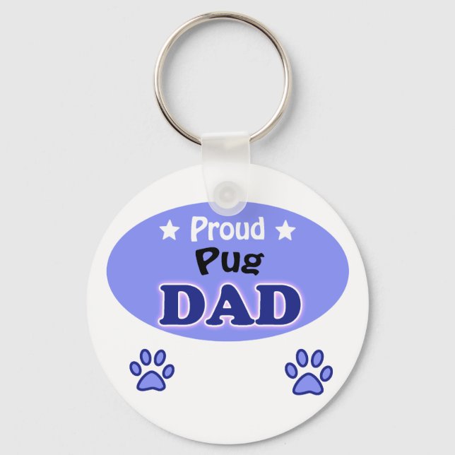 Proud Pug Dad Key Ring (Front)