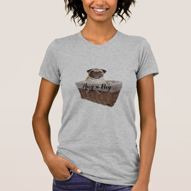 proud pug mum hug a pug  dog lover t-shirt design (Front)