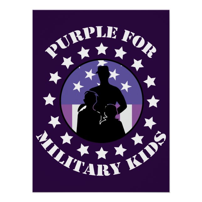 Proud Purple Up For Military Kids Patriotic Poster (Front)