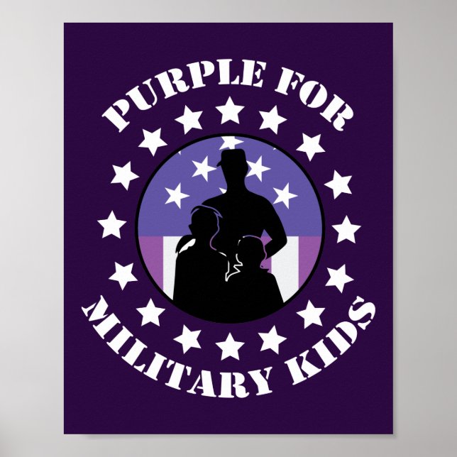 Proud Purple Up For Military Kids Patriotic Poster (Front)