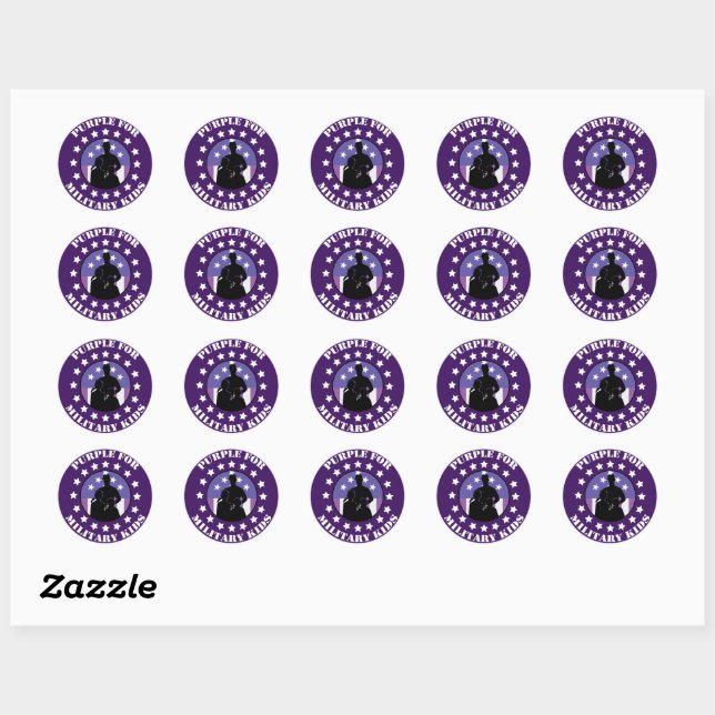 Proud Purple Up For Military (purple background) Classic Round Sticker (Sheet)