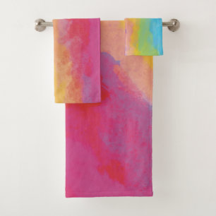 proud rainbow clouds pattern bath towel set