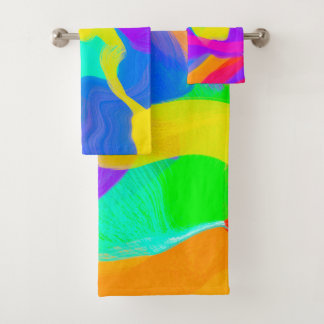 proud rainbow clouds pattern bath towel set