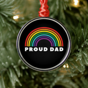 Proud Rainbow Dad Metal Tree Decoration