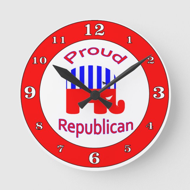 Proud Republican Numbered Round Clock (Front)