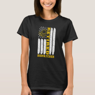 Proud Retired 911 Dispatcher Retirement Us Flag   T-Shirt