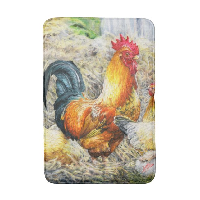 Proud Rooster Bath Mat (Front Vertical)