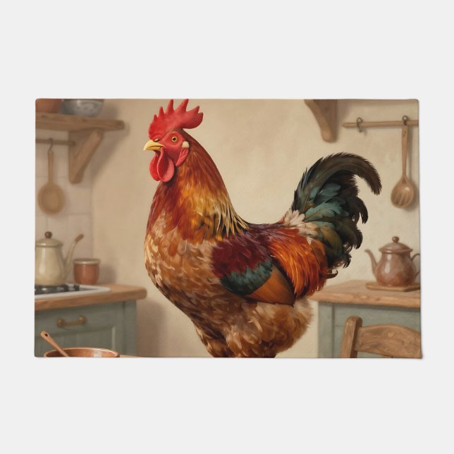 Proud Rooster Farmhouse Kitchen Doormat (Front)