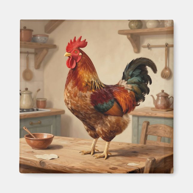Proud Rooster Farmhouse Kitchen Magnet (Front)