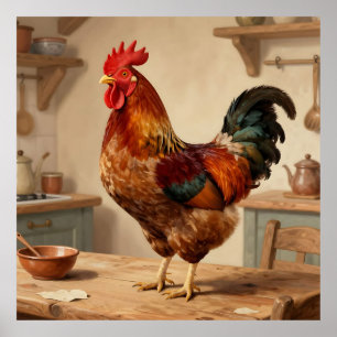 Proud Rooster Farmhouse Kitchen Poster