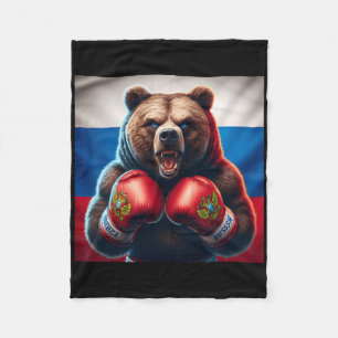 Proud Russian Bear Boxer Russia Kickboxer Boxing K Fleece Blanket