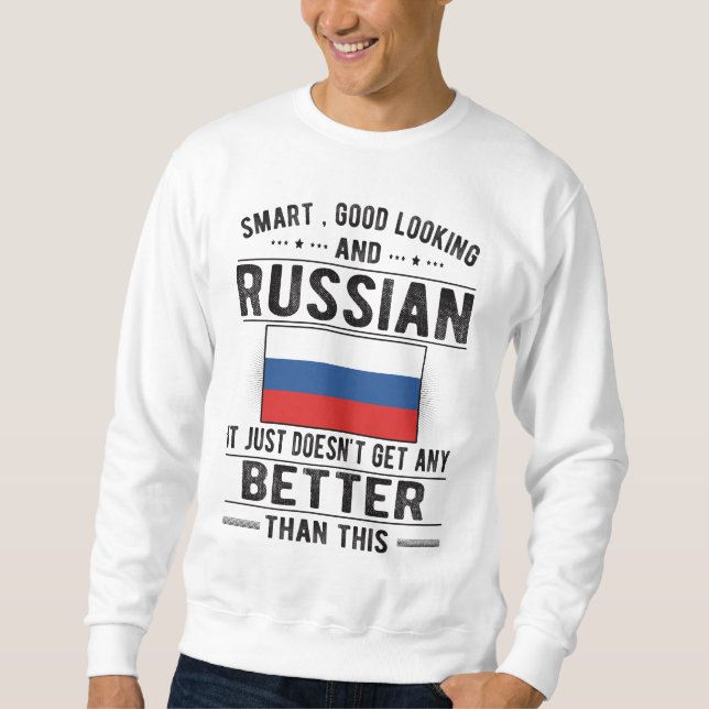 Proud Russian Flag Russia Heritage Russian Roots Sweatshirt (Front)