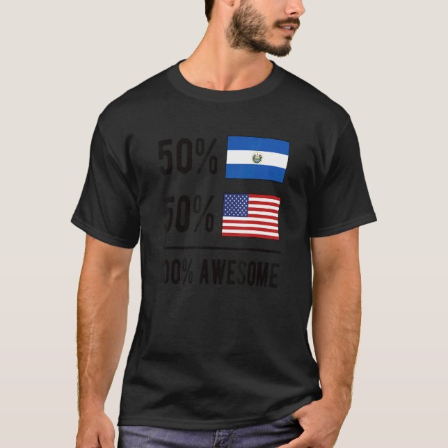 Proud Salvadoran American Flag El Salvador Usa T-Shirt (Front)
