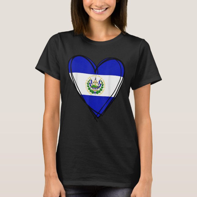 Proud Salvadoran Boy My Hello El Salvador Flag Hea T-Shirt (Front)