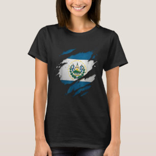 Proud Salvadorian   Torn Ripped El Salvador Flag T-Shirt