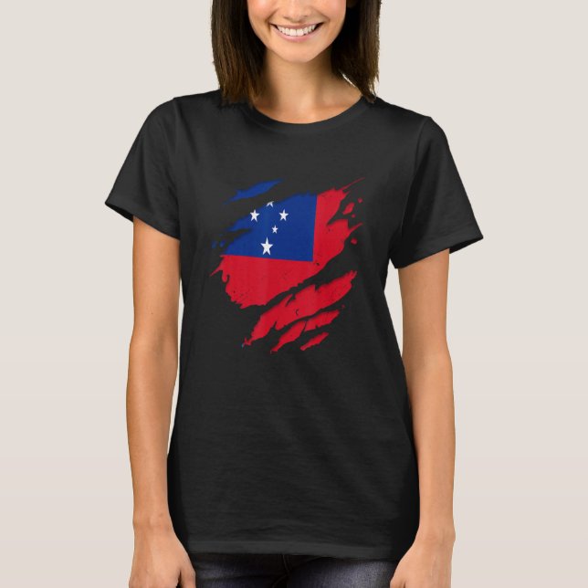 Proud Samoan Shirts Torn Ripped Samoa Flag (Front)