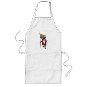 Proud Santa Claus With Rainbow Flag Long Apron