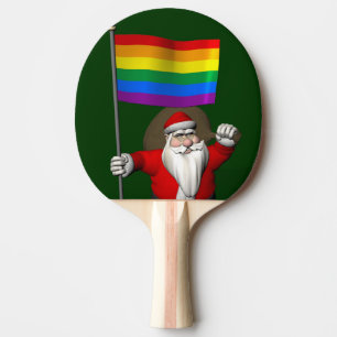 Proud Santa Claus With Rainbow Flag Ping Pong Paddle