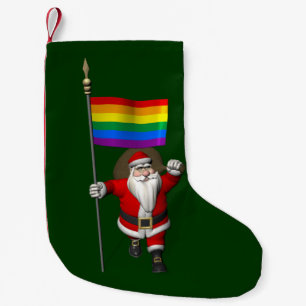 Proud Santa Claus With Rainbow Flag Small Christmas Stocking