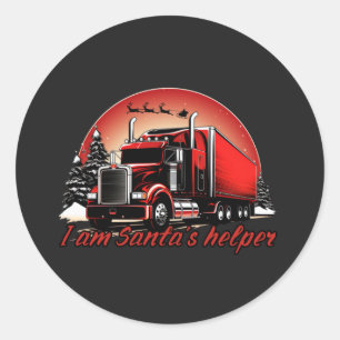 Proud Santa’s Helper Trucker Christmas Classic Round Sticker