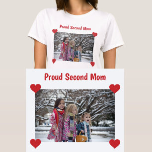 Proud Second Mum Stepmom Photo Hearts Bonus Mum T-Shirt
