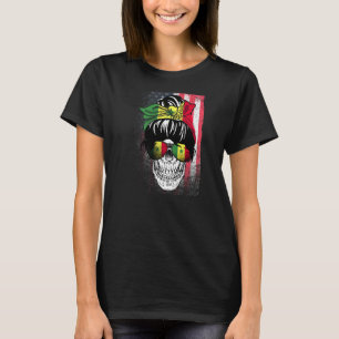 Proud Senegalese Senegal American flag messy hair  T-Shirt