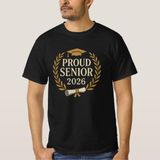 Proud Senior 2026 Graduation Laurel Wreath Cap T-Shirt