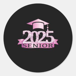 Proud Senior Of 2025 Cap Graduation Year Decor Pin Classic Round Sticker
