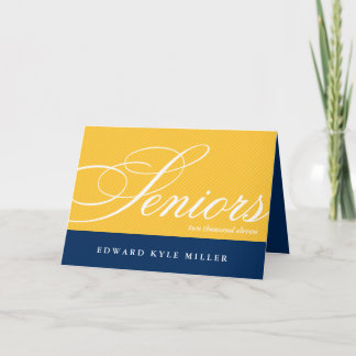Proud seniors gold blue graduation announcement
