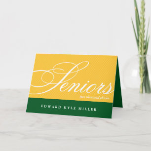 Proud seniors gold green graduation announcement