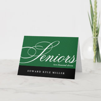 Proud seniors green black graduation announcement