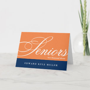 Proud seniors navy orange graduation announcement