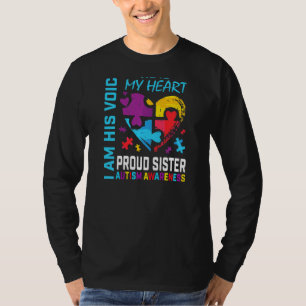 Proud Sister Autism Awareness Brother Puzzle Piece T-Shirt
