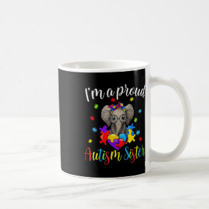 Proud Sister Autism Awareness Cute Elephant Puzzle Coffee Mug