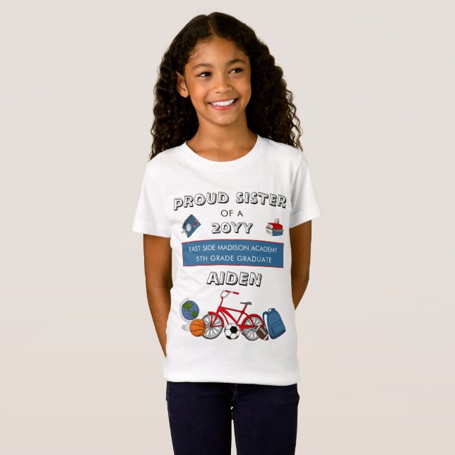  Proud Sister | Boy Elementary Graduation T-Shirt (Front Full)