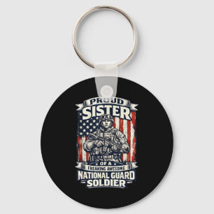 Proud sister national guard soldier military key ring