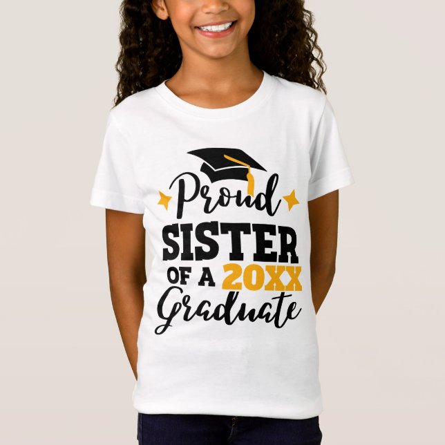 Proud Sister of a 2022 graduate black gold cap T-S T-Shirt (Front)
