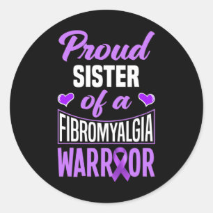 Proud Sister Of A Fibromyalgia Warrior Classic Round Sticker
