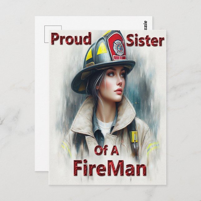 Proud Sister Of A FireFighter Hesitancy Postcard (Front/Back)