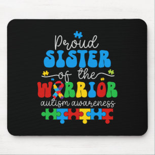 Proud Sister Of A Warrior Autism Awareness Puzzle Mouse Pad