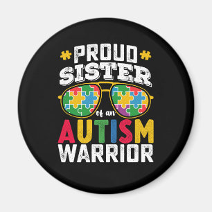 Proud Sister Of An Autism Warrior Family Magnet