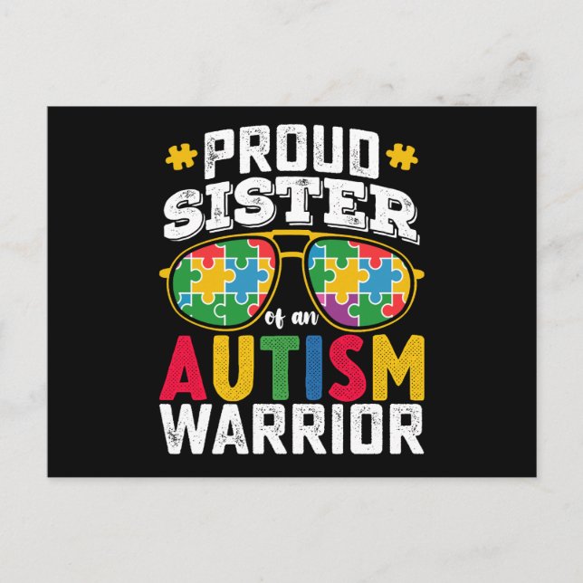 Proud Sister Of An Autism Warrior Family Postcard (Front)