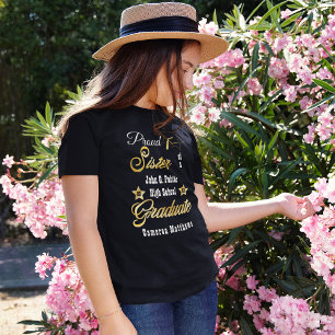 Proud Sister of Graduate Name School Graduation T-Shirt