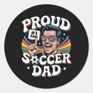 Proud Soccer Dad Cheerful Fan For Fathers _3  Classic Round Sticker