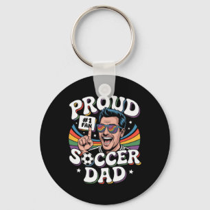 Proud Soccer Dad Cheerful Fan For Fathers _3 Key Ring