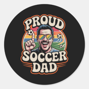 Proud Soccer Dad Cheerful Fan For Fathers Classic Round Sticker
