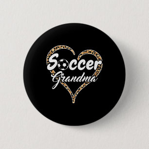 Proud Soccer Grandma Leopard Heart  6 Cm Round Badge