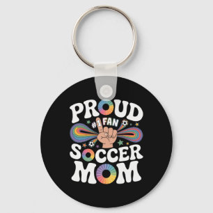 Proud Soccer Mom Cheerful Fan Support For Moms Key Ring